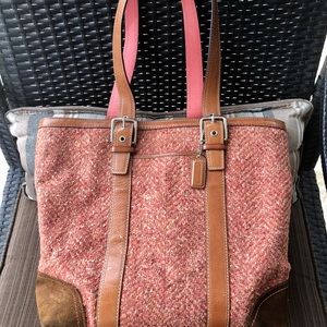 Coach orange tweed handbag